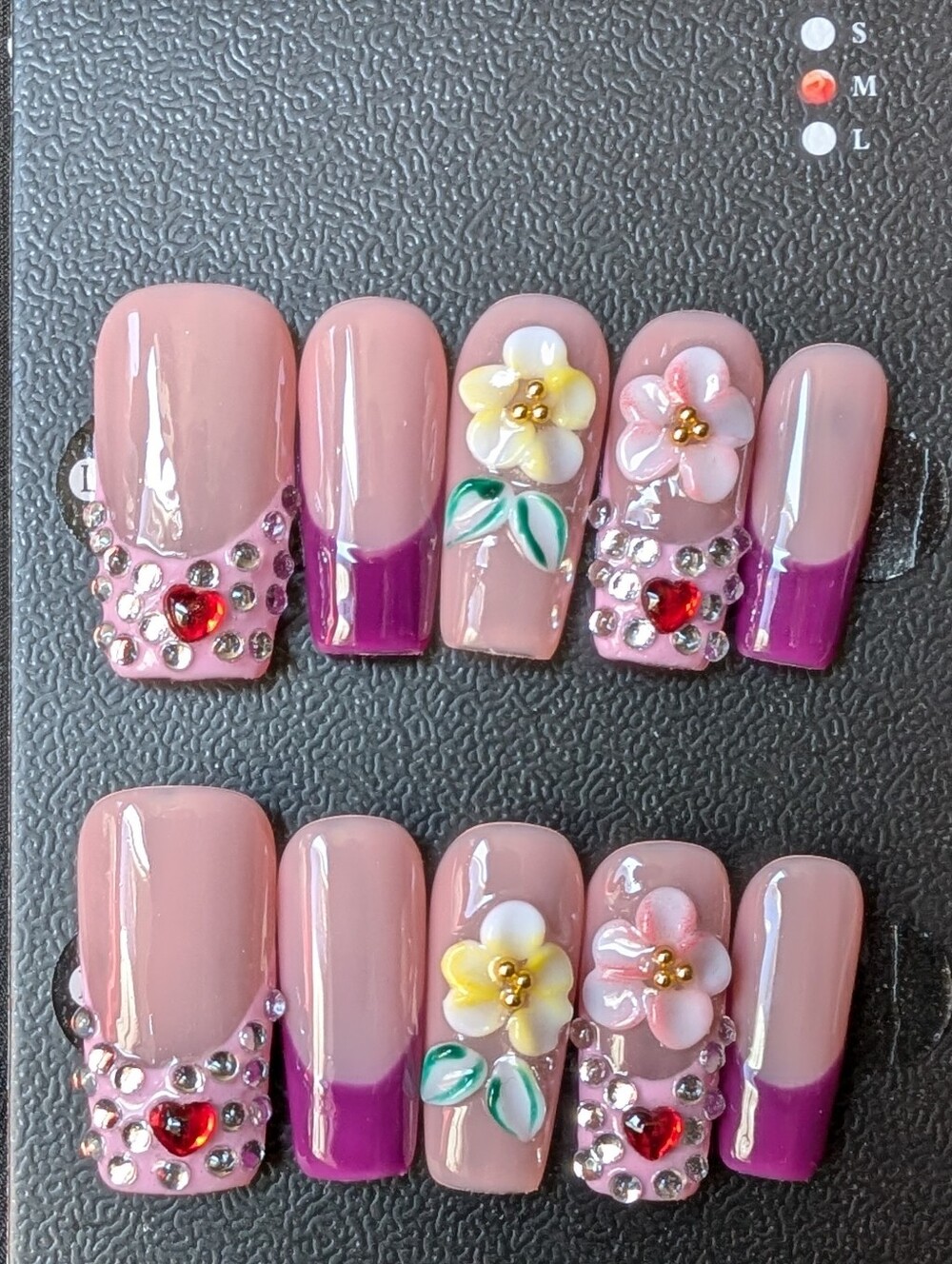 ❤️ 10pc Handmade Premium Coffin Square Press-On Nails Size: Medium 2.5 #1